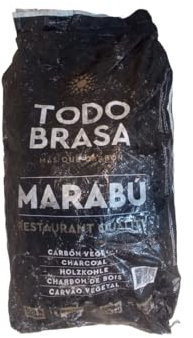 Carbon Vegetal MARABÚ Saco 15kg Todobrasa. Gran Poder calorifico. Gran duracion. Ideal para BBQ, Parrilla y Horno