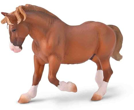 CollectA Breton Draft Horse Stallion (Chestnut) - Realistic Hand Finished Horse Toys, Animal Figures & Models, Gifts For Toddlers & Kids, Age 3 Years +