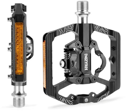 MZYRH MTB Mountainbike-Pedale, Fahrrad-Pedale mit Reflektoren, Aluminium 9/16 Zoll 3 abgedichtete Lager doppelseitige Plattform kompatibel mit Klickpedal (Schwarz)