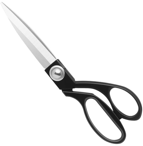 KUONIIY Sewing Scissors 8 inch - Professional Stainless Steel Tailor Scissor Shears for Fabric Leather Dressmaking Tailoring Artists Students Dressmakers, Black
