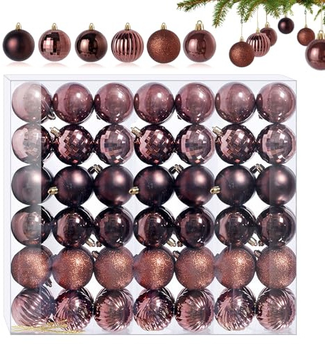 42 Stück Kleine Weihnachtskugeln Schokoladenbraun 6 Verschiedene Design Kunststoff Christbaumkugeln 3 cm Mini Weihnachtskugeln Plastik Christbaumkugeln Tannenbaum Weihnachtsbaumschmuck Kugeln