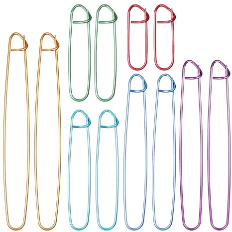 Piriuuo 12 Stück Stricken Maschenhalter Set, 6 Größen Zinklegierung Häkelnadeln Stricknadel Nadelhaken Häkelnadeln Maschenmarkierer Stricken Strick Zubehör für Decken Schals DIY Handwerk Nähwerkzeug