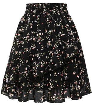 Jupe Boheme Femme Taille Élastique, Jupe Femme Ete Imprimé Florale Évasé Volants Superposés Trapèze Chic Et Elegant Décontracté D'été Fluide Léger Comfortable Tous Les Jours De Plage Skirt