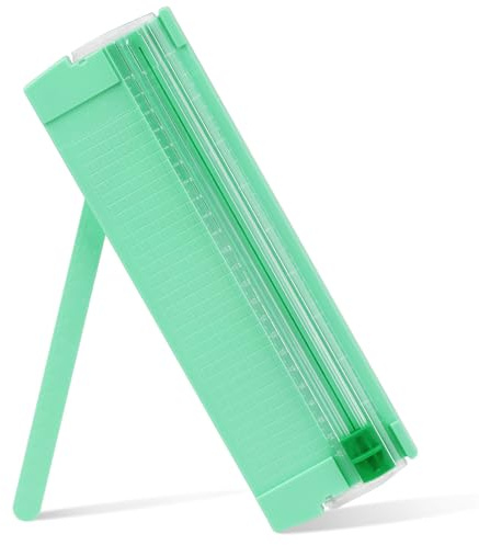 Mini-Papierschneider, Papierschneider Guillotine A4 A5 mit automatischer Sicherheitssicherung für Papieretikettenkarte, Handwerkspapier und Fotos (Green)