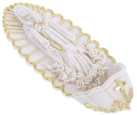 Healifty Statue Catholique De Notre-Dame De Lourdes Bénitier D'Entrée D'Eau Bénite Figure Bénite Porte-Souvenir Religieux Pour Première Communion Mur Maison Confirmation