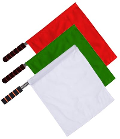 TOPBATHY 3 piezas Banderas de Árbitro Fútbol Kit con Mástil Acero Inoxidable Ligero Señales Claras para Juez Línea Eventos Deportivos