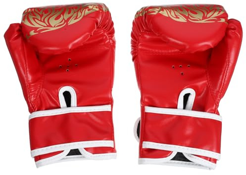 DIYEAH Moufles de Boxe Thaï Garçon et Filles 6 Oz Rouges en PU Respirant, Confortables pour Entraînement Kickboxing et Sparring, Accessoire de Boxe pour Combat Junior