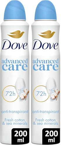 DOVE Déodorant Spray Anti-Transpirant Apaise & Aide à réparer - Fresh Cotton & Sea Minerals - 72h de protection - 200ml (Lot de 2)