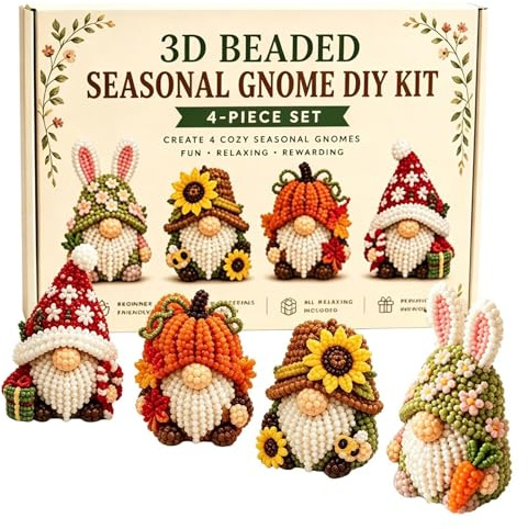 Generico 3d Beaded Gnome Kit, 3d Beaded Animal Kit, DIY Animal Beading Set For Adults Teens Beginners Enthusiasts Home Office School Dorm Party