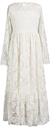 Vestido de encaje Princesa Vestido de Corbata Cinturón Elegante Largo de Flores Vestidos de Dama de Honor, Wh1, 10-12 años