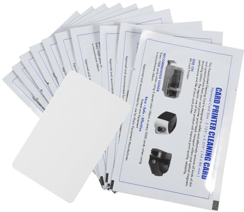 GARVALON Tarjetas de Limpieza para Impresora y Lector Pos en PVC Blanco, Quita Polvo y Residuos, 15 Piezas para Entornos Ocupados y Diversos Locales