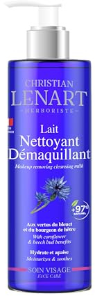 CHRISTIAN LENART – Lait Nettoyant Démaquillant aux vertus du bleuet et du bourgeon de hêtre 200 ml - 95% d'ingrédients d'origine Naturelle – Nettoie et Démaquille – Fabrication Française