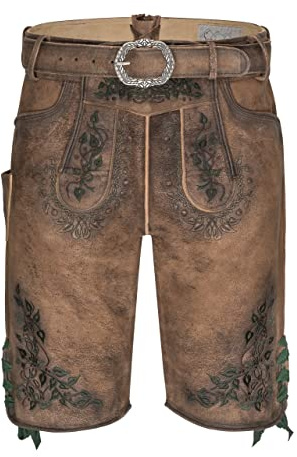 Pantaloni da Uomo in Pelle Maximilian della Serie Meisterstück di Schöneberger Trachten - Pantaloni in Pelle Trachten incl. Cintura Trachten (48, Marrone)