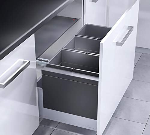 Poubelle encastrable 3 bacs pour meuble coulissant 90L (28+28+28) Hailo Triple XL