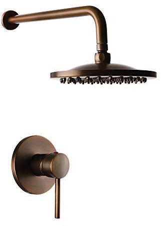 Robinet de douche encastrable Antique Laiton Vintage Système De Douche En Céramique Valve Bain Douche Mélangeur Robinets Mitigeur Robinet De Salle De Bains Unique fonction Douche