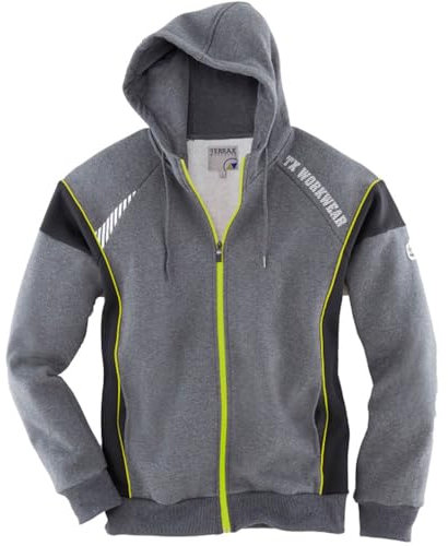 Terrax Herren Sweatjacke MIT ANGESCHNITTENER Kapuze (XL, schwarz/Limette)