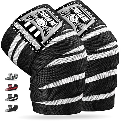 Repton Knee Wraps Pair Weightlifting | Elasticated Knee Straps for Gym and Workout | Compression Support Wraps for Powerlifting, Squats & Cross Training