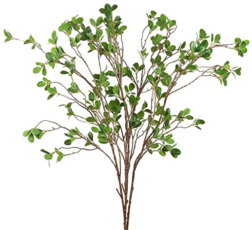 EDIMENS 4 Packs 41.7 Inch Artificial Ficus Branches Faux Stems Eucalyptus Branches Faux Leaf Spray Green Ficus Twig Stems Greenery Stems Faux Branches for Vase Filler Home Office Wedding Decoration