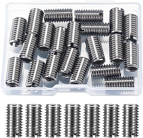 20 Piezas Insertos de Roscas, Insertos de Tuercas Reductor de Rosca, Manguito de Reparación de Tuercas Reductoras, Interior M6*1.0/Exterior M8*1.25, Inserto Roscado Autorroscante de Acero Inox