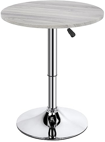 costoffs Adjustable Pub Round Table Counter Height Bistro Table 360° Swivel for Bistro Café Home Bar, Grey