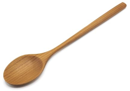 FAAY 12 Inches Teak Flat Spoon, Wooden Spoons for Cooking, Handcrafted Utensil Tools from High Moist Resistance Golden Teak Wood | Durable, Healthy for Non Stick Cookware