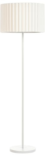 Beliani Stehlampe Metall weiß mit Stoffschirm Terylen cremeweiß 154 cm Rillen-Optik Lourens