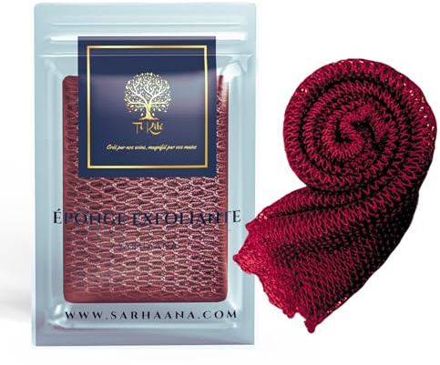 African net sponge XL, exfoliante corporal, esponja baño, Red de ducha africana Djampe, lufa de ducha africana, guante de baño exfoliante (BURGUNDI)