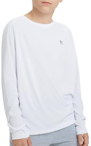 baleaf UV Shirt Kinder UFP 50+ Rashguard Schwimmen Kinder Tshirt Badeshirt Surf Shirt Schnelltrocknend Weiß M