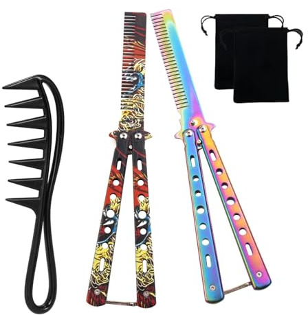 CYUaoao Peine plegable de bolsillo con diseño de mariposa, 3 unidades, peine de dientes de tiburón, peine de mechas para peinado, accesorios de entrenamiento, diferentes tipos de pelo