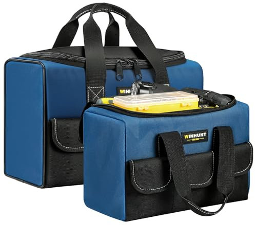 WINHUNT Lot de 2 sacs à outils robustes de 30,5 cm et 43,2 cm avec plusieurs poches, large ouverture ouverte, sac de rangement pour électriciens