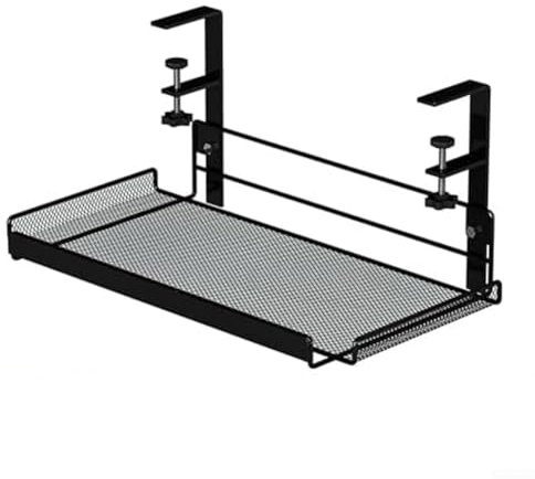 Kabel-Management-Tablett für den Schreibtisch, kein Bohren, Schreibtisch-Kabel-Organizer, Metallgitter, Tischkorb, für Büro/Zuhause, Stehpult (schwarz, S)