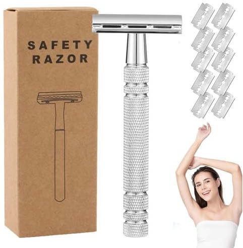 Manual Razor for Women Men, YiYunTE Beard Razor Shavers for Bikini Armpit Leg Hair, Reusable Face Eyebrow Shaving Razor Kit, Durable Stainless Steel Hair Removal Tool Safety Razors Gift for Travel