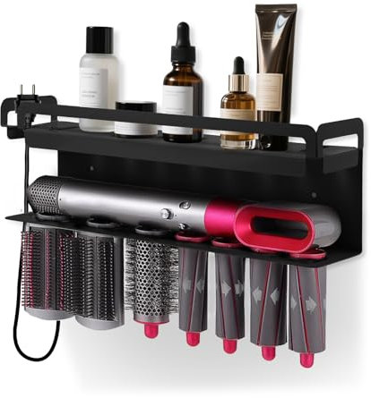 iulrtba Support Seche Cheveux et Lisseur pour Dyson Airwrap Accessoires, Porte Seche Cheveux et Lisseur, Support Lisseur Rangement pour Styler Accessories (Noir)