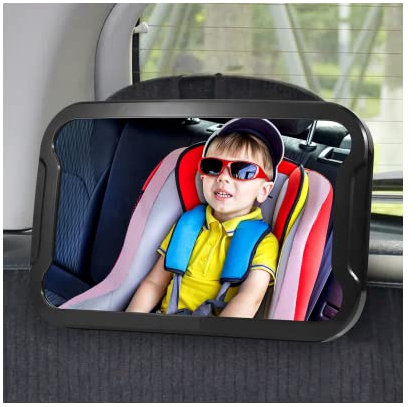 Vinabo Specchietto Retrovisore per Bambini Auto Infrangibile con Rotazione Regolabile a 360°, Essenziale per la Sicurezza per i Nuovi Genitori