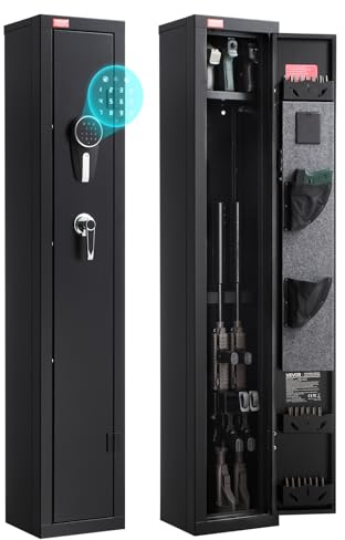 VEVOR Waffenschrank Gewehrschrank mit digitalem Tastenfeld & Schlüssel, Langwaffenschrank Gewehrtresor mit Magazin & LED-Beleuchtung & Verstellbarer Halterungen, Waffentresor für Schrotflinten