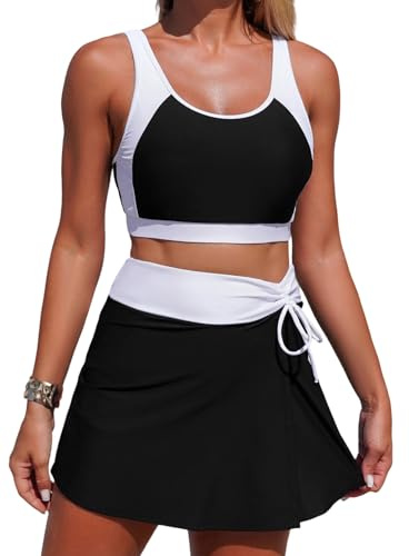 Ausing Maillot de Bain Femme 2 Pièces Sport Ensemble Bikini Col en U Push Up Été Plage Football Sportif S-2XL