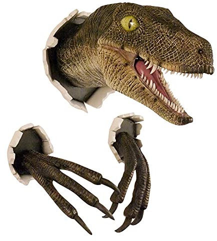 Dekor Wandskulptur, Dinosaurier Büste Hängende Prop Replik, Lebensechte Wand Platzen Dinosaurier Büste Hängende Prop, Wandmontage Dinosaurier Kopf Skulptur FüR Wandbehang Ornament Dekoration
