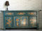 OPIUM OUTLET Chinesisches Sideboard blau asiatische Kommode Anrichte, orientalischer Hochzeitsschrank, Wohnzimmer-Schrank Vintage-Stil