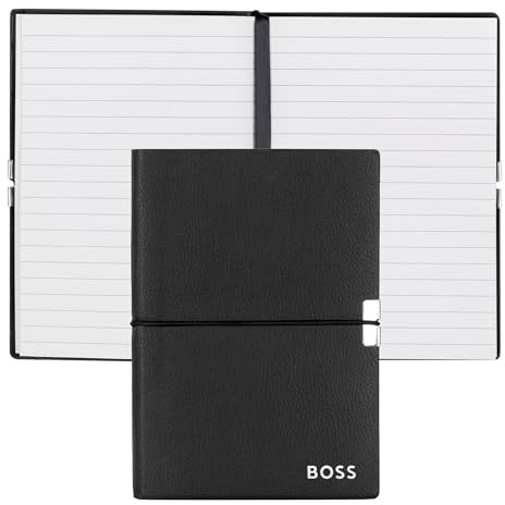 Hugo Boss Elegance Storyline Notizbuch A6 Schwarz – 80 Seiten, Kunstleder, modernes Design, HNM124AL