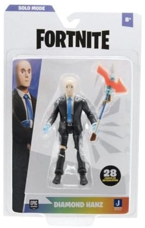 Core Diamond Hanz Solo Fortnite mode, 10 cm mycket detaljerad figur med skördeverktyg