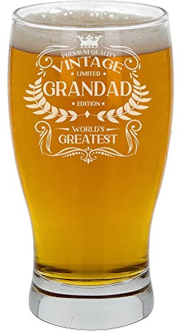 Always Looking Good Gifts for Grandad - Bicchiere da birra con incisione World's Greatest Grandad, idea regalo per nonni, sidro, birra, tulipano, pinta