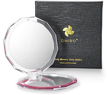 OMIRO Compact Mirror, 1X/10X Magnifying Mirror for Travel, Small Makeup Mirror for Women, Double-sided, Foldable, Lightweight, 8.9 cm (Viva Magenta)