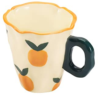 Koythin Tasse à café en céramique peinte à la main - Design fantaisie irrégulier - Pour bureau et maison - Lavable au lave-vaisselle et micro-ondes - 300 ml - Pour café, thé, latte, lait