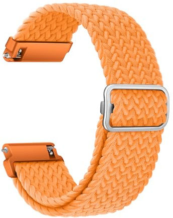 AidorMax Watch Straps - Braided Loop Band 20mm, Quick Release Replacement Strap with Adjustable Ring for Smartwatches and Wristwatches Women Men (Orange)