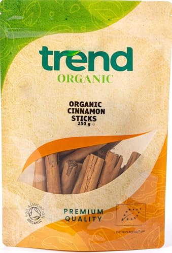 Trend Organic True Ceylon Cinnamon Sticks, 250g - Culinary Delight with a Sweet and Warm Flavour, Perfect for Baking and Cooking, and DIY Festive Holiday Decorations, Certified Organic, No Additives