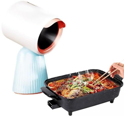 Desktop Range Hood, Portable Extractor Hood Indoor Kitchen Mini Fan Range Hood with One-Button Start and Multi Filtration, Kitchen Exhaust Fan with Oil Extractor Filter and Vent, Space Saving (Color