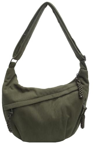 GSenhui Cord Umhängetasche Moon Crossbody Bag Damen Groß Halbmond Tasche Große Bauchtasche Beige Halfmoon Slouchy Schultertasche für Sport Reisen Arbeiten
