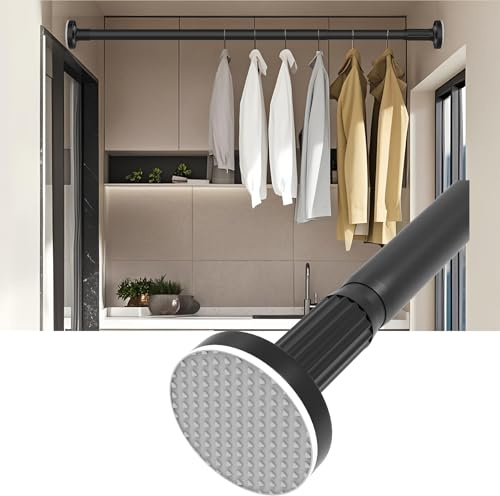 Extendable Shower Curtain Rod - Heavy Duty Carbon Steel Tension Pole No Drill Adjustable for Bathroom/Window/Closet, Holds 50kg 110-190cm