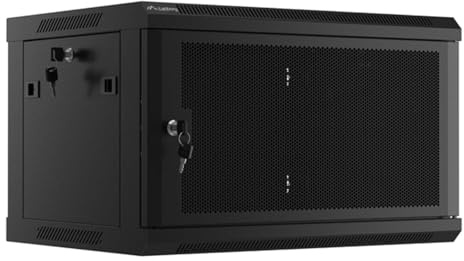 Lanberg Armario para Rack, 19, Montaje en Pared, 6u/600 x 450 con Puerta Perforada, Color Negro