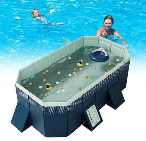 Hundpool, hopfällbar stor hundpool, husdjursbadpool, bärbart halkfritt hundbadkar inomhus och utomhus 210cm